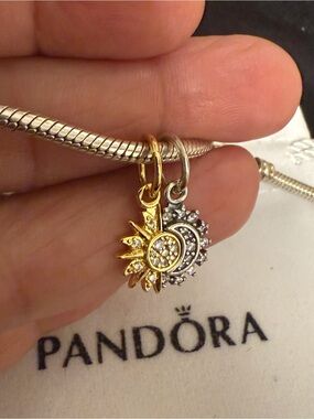 Pandora Sun and Moon Charm Duo in Gold and Silver